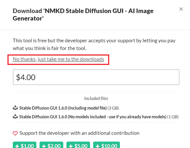 NMKD Stable Diffusion GUI downloading
